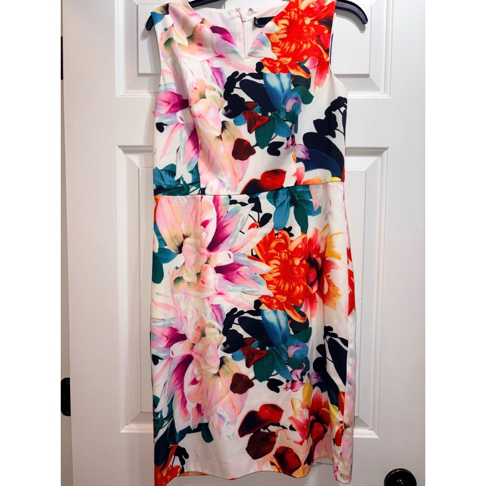 Chetta‎ B Womens Floral Sleeveless Sheath Dress V-Neck Multicolor Size 6